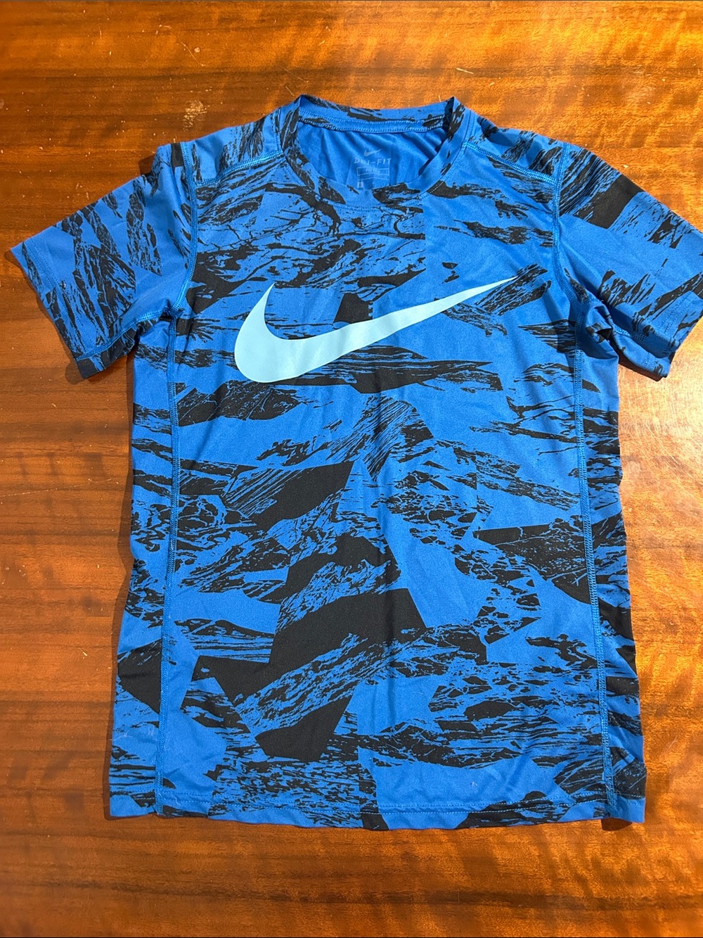 Nike Blue Short Sleeve Graphic Training Tee with Large Swoosh